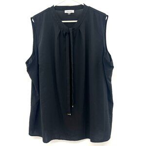 Calvin Klein Black Tasseled Logo Sleeveless Blouse Women's 3X